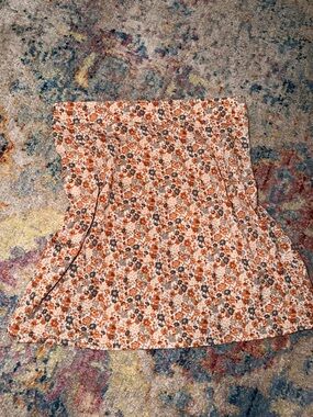 Floral A-Line Mini Skirt in Rust and Cream